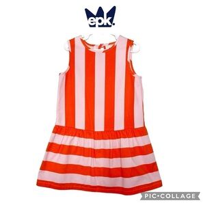 EPK girls drop waist orange pink striped sleeveless dress size 6